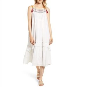Embroidered Gauze Midi Dress M